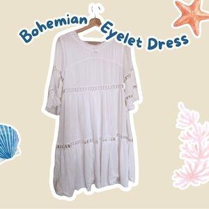Bohemian Eyelet Dress — Cream Eyelet Detail